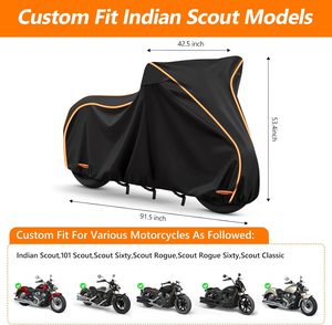 Telo Coprimoto JKCOVER 420D in Cotone, Impermeabile, Antivento, Protezione UV, Resistente, per Indian Scout 101 Rogue <span class=keywords><strong>Sixty</strong></span> - Product Image 2