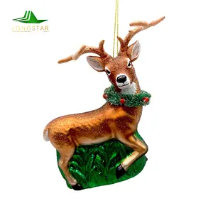 2024 Animal Design Custom Christmas Ball Reindeer Christmas Ornaments Christmas Glass Ornaments for Tree Hanging