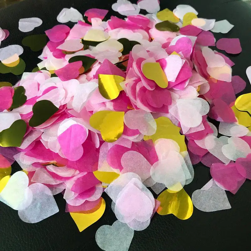 0.5/1cm kertas Foil bentuk hati emas Confetti untuk balon pernikahan pengantin ulang tahun pesta kelulusan Baby Shower