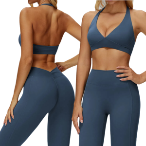 Sujetador deportivo premium con tirantes ajustables en el cuello y soporte alto, diseño cruzado en la espalda, elástico en cuatro direcciones, ideal para fitness, running, yoga y gimnasio en invierno. - Product Image 1