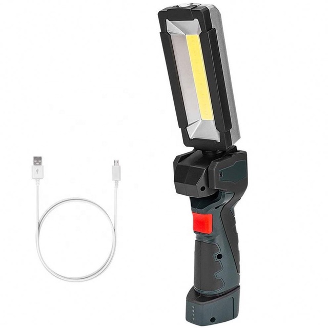 Magnetic Folding USB Rechargeable Portable Power Bank COB LED Mechanic Work Lights with Swivel Hook