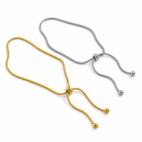 Bracelet ajustable minimaliste en acier inoxydable plaqué or 18 carats pour femme, sans ternissement, avec chaîne serpent et cordon de serrage