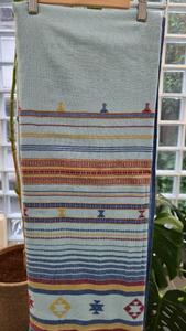 Sari Bhujodi en coton bleu ciel, tissé à la main, ethnique, de créateur, élégant, pour mariage, fête, pour femmes - Product Image 2