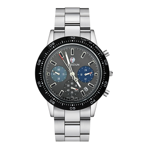 Montre numérique pour homme, mode business, multi fuseaux horaires, étanche, acier inoxydable, mouvement à quartz Miyota, date automatique - Product Image 1