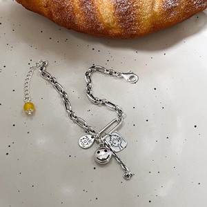Smiley Face <b>Charm</b> Bracelet S925 Sterling <b>Silver</b> Women's Everyday Wear Cartoon Style Fine Jewelry - Product Image 2