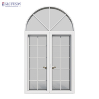 Promotion Nouveaux Produits Fuson : Portes Françaises en Verre à Cadre en Aluminium Style Moderne Arqué pour Villa, Portes d'Entrée à Battants avec Grilles