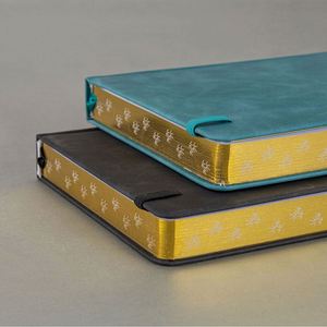 Elegant A5 Hardcover Bamboo Debossed <b>Journal</b> Thick Paper PU Leather with Gold Edge and Double Ribbon Gift - Product Image 4