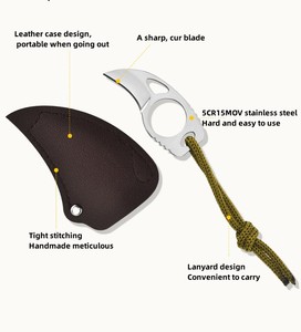 มีดพกพาขนาดเล็ก EDC ทำจากสแตนเลส ใบมีดคงที่ พร้อมปลอกหนัง สำหรับการตั้งแคมป์กลางแจ้งและการเอาชีวิตรอด - Product Image 6