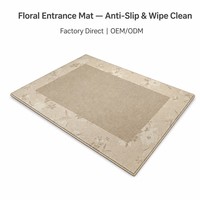 Tapis moderne style ferme avec bordure florale, grand tapis de zone neutre beige, durable, à poils ras, pour entrée d'appartement et décoration intérieure