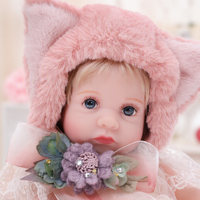 Poupée Reborn de 12 pouces en vinyle intégral, avec robe de fée, ailes d'ange, chapeau à oreilles de chat, cheveux blonds, pour jeu d'imitation