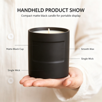 Bougie parfumée en céramique noire mate personnalisée de luxe en gros pour la décoration de la maison, du bureau et des coffrets cadeaux