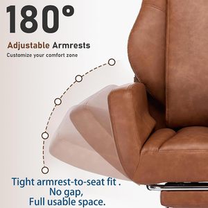 Chaise <span class=keywords><strong>de</strong></span> bureau ergonomique populaire pour cadres, marron, avec position assise croisée, adaptée aux animaux <span class=keywords><strong>de</strong></span> compagnie, inclinable à 180° °   Accoudoirs rabattables - Product Image 3