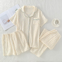 Nouvelle arrivée fournisseur d'usine ensemble de vêtements de nuit pour femmes en crêpe de coton double couche à fleurs