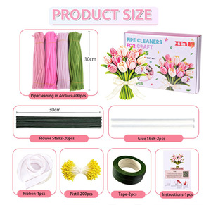Wholesale Pipe Cleaner Flower Making Kit Colorful Chenille Stems DIY Bouquet Craft Set for Hobby Workshops and Gift Projects - Product Image 2