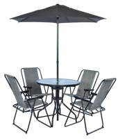 Maßgefertigtes Outdoor-Set mit Wasserdichten 4-Sitzer Klappstühlen, Esstischen für Cafés, Garten- und Terrassenmöbel-Set mit Sonnenschirm