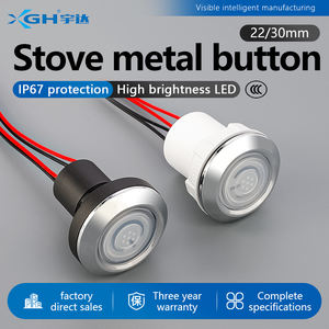 <span class=keywords><strong>Bouton</strong></span> d'allumage de cuisinière en céramique noire, anneau métallique 22/30 mm, étanche et résistant <span class=keywords><strong>à</strong></span> l'huile, 220 V, autobloquant/auto-réinitialisant - Product Image 5