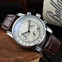 Montre de luxe pour homme en cuir, étanche, sportive, élégante, multifonctionnelle, à quartz