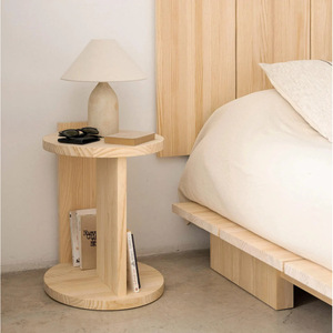 Estante de Almacenamiento Redondo de Madera con Soporte de Niveles para Exhibición en Interiores, Material de Madera de 2 Niveles - Product Image 2