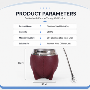 <span class=keywords><strong>Gourde</strong></span> à maté personnalisée en acier inoxydable à double paroi de 10 oz, enveloppée de cuir, avec paille bombilla et brosse de nettoyage, pour thé chaud - Product Image 2