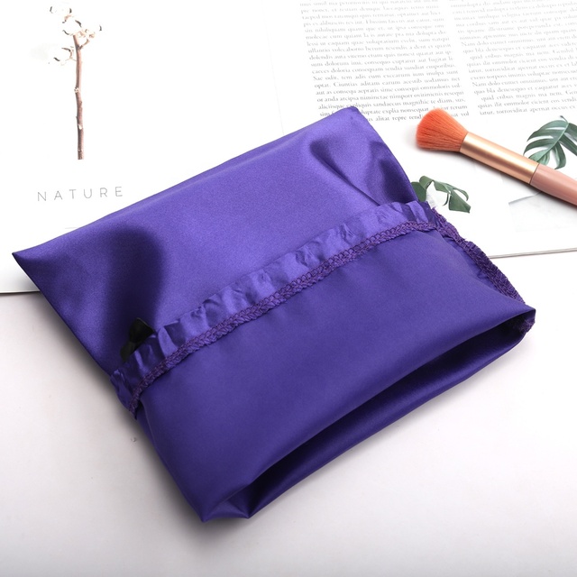 Spot Goods Hot Sale Satin Drawstring Pouch for Lingerie Hair Wig Extension Packaging Bag
