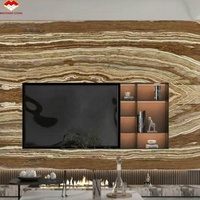 Mármol de Ónix Tigre Natural con Vetas Marrones y Amarillas, Gran Losa Impermeable, Panel Moderno para Baño, Cocina, Sala de Estar, Pared de TV