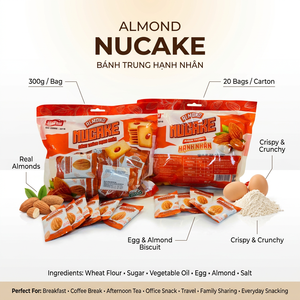 Galletas de Huevo con Almendras Nucake Artesanales 300g |   Receta Auténtica de Galletas con Nueces Reales, 20 Bolsas/Caja, Suministro Constante - Product Image 1