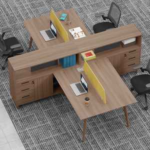 Hiện Đại Mở Modular Workstation Văn Phòng Nghiên Cứu Bàn Kệ Đồ Nội Thất Thiết Kế Độc Đáo Làm Việc Văn Phòng Bảng Thiết Lập Thiết Lập Với Rắn Chân Gỗ - Product Image 4