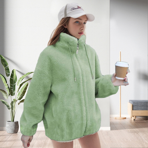 Manteau d'hiver épais et chaud en fourrure, grande taille, couleur unie, manches longues, fermeture éclair, deux poches, tendance - Product Image 6