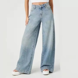 Jeans en denim décontractés, jeans baggy personnalisés, jeans à jambes larges tendance pour femmes - Product Image 1
