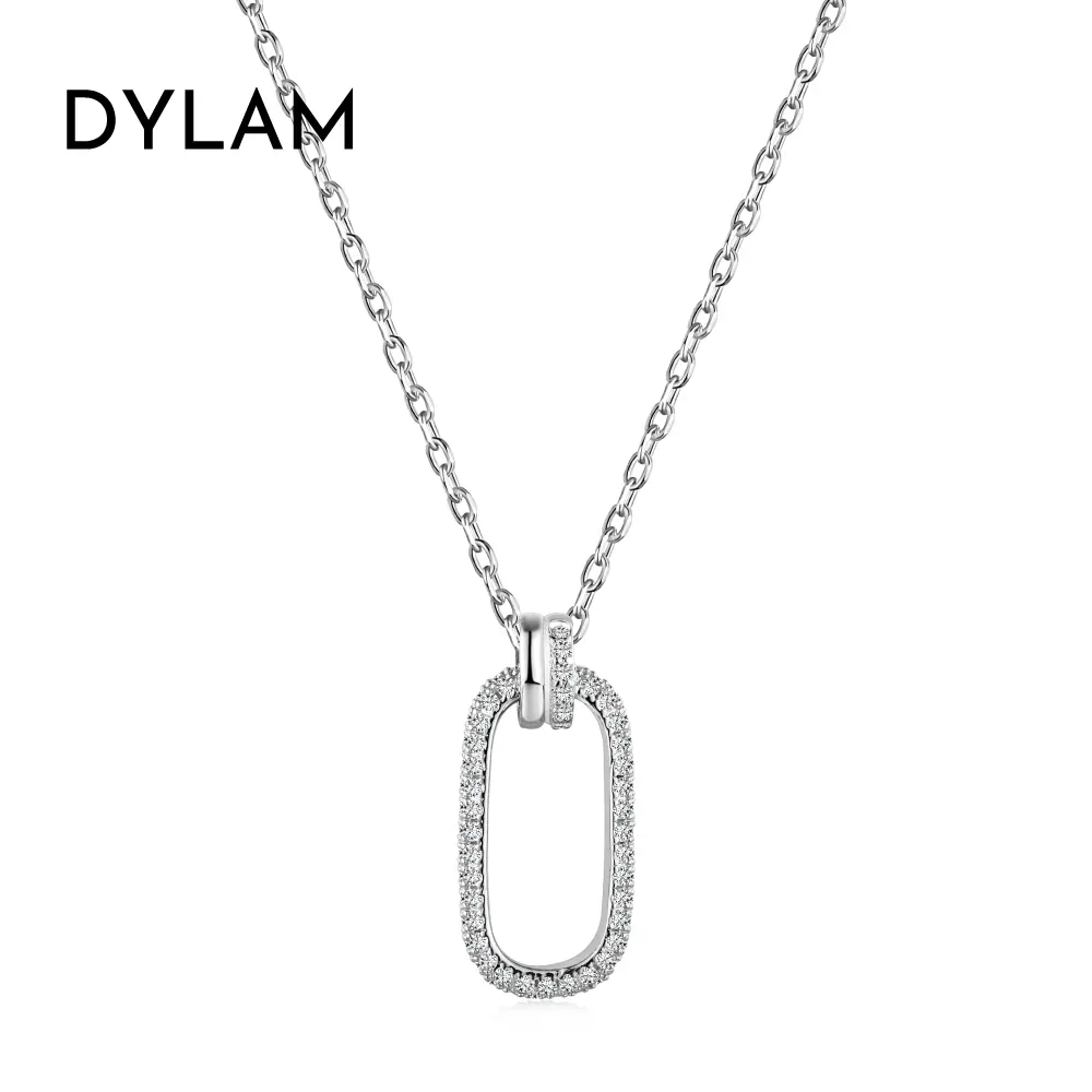 Dylam Hammered Ring Silver Link Circle Necklace Ring pendant Large ring Necklace Oval Connector Gold connectors Couple Gift