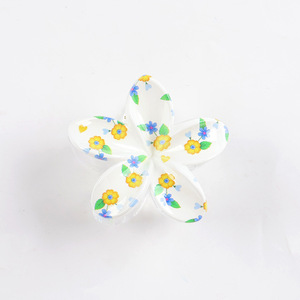 Wholesale Plastic <b>Flower</b> Hair Claw Clips 8cm European-American Style Daily Use <b>Sweet</b> Printed Colorful <b>Flower</b> Hair Accessories - Product Image 5