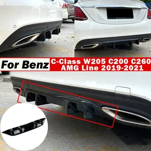 สำหรับ Mercedes Benz C-Class W205 C200 C260 AMG Line 2019-2021 สปอยเลอร์กันชนหลัง ดิฟฟิวเซอร์ ป้องกันการชน - Product Image 1