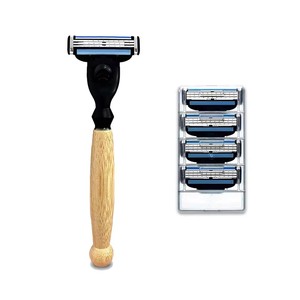 Rasoir à manche en bambou à prix abordable, têtes de rasage à 3 et 6 lames, rasoirs système AC pour hommes et femmes, outils de <span class=keywords><strong>soin</strong></span> de la barbe et du corps - Product Image 5