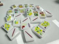Jeu de Mahjong américain Travel Pink Foodie, 160 tuiles en acrylique, gravées motif Sushi Citron, avec tapis et sac