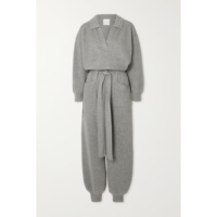 Ensemble coordonné 100% cachemire, haut en tricot à col en V, pantalon en tricot avec ceinture à nouer, coupe décontractée pour femmes, ensemble en tricot deux pièces