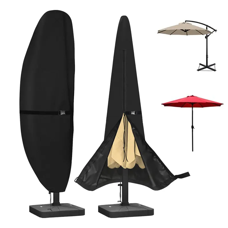 Impermeável Pátio Cantilever Umbrella Capas Para 7.5-11.5 Pés Offset Umbrella Market Umbrellas Capa Com Zíper