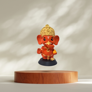 Hand-Painted Ganesha Idol Kesari Finish Spiritual Decorative Showpiece for <b>Home</b> <b>Temple</b>, Office Desk, Car Dashboard & Gift - Product Image 5