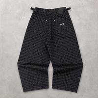 Pantalon en jean large pour homme, marque privée, délavé à l'acide, avec rivets et poches, style streetwear, fabrication sur mesure