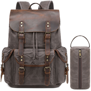 <strong>Wholesale</strong> Luxury Unisex Personalized Vintage Daily Laptop <strong>Backpack</strong> with Cotton Lining Waterproof Waxed Canvas Student <strong>Backpack</strong> - Product Image 2
