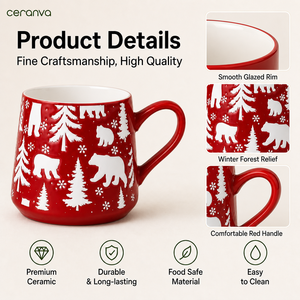 Mug en céramique à motif d'ours polaire de Noël en gros, impression personnalisée, mug à café de Noël, OEM ODM, cadeau saisonnier - Product Image 2