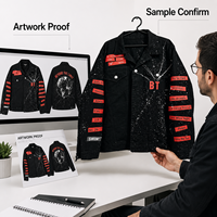 En stock – Blouson en jean KPOP ARIRANG des BTS Bangtan Boys, imprimé maillot Jimin, noir, décontracté, streetwear pour revendeurs
