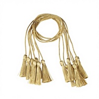 Pompons de marque-page en polyester doré de 58 cm, sac pour bouteille de vin avec cordon de fixation et pendentif en corde de soie glacée