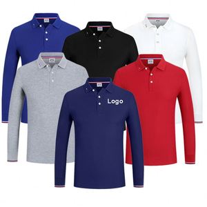 เสื้อโปโลชาย แขนยาว ปักโลโก้ตามสั่ง สำหรับฤดูใบไม้ร่วง เหมาะสำหรับเล่นกอล์ฟ ทำงาน หรือใส่ลำลอง - Product Image 1