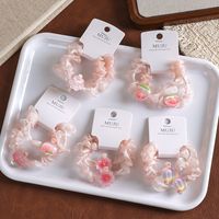 MUJU B529 2 stuks Kinderen Harsen Bloemen Fruit Haarbandjes 6,5cm Organza Haar elastiekjes Zoete Aangepaste Logo Kaart Retail Klaar MOQ