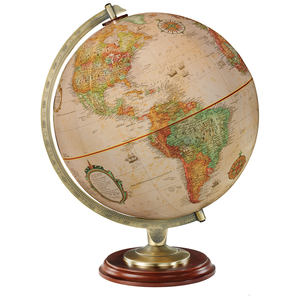 Globo Terráqueo de Diseño Antiguo de Fabricación OEM para Aulas, Bibliotecas y Oficinas, con Soporte de Aluminio y Base de Madera - Product Image 5