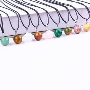 Chaude 16mm Nature Pierre Boule Ronde Pendentif <span class=keywords><strong>Poinçon</strong></span> Rond Collier Accessoires Coloré Boule De Cristal Améthyste Agate Collier pour Diy - Product Image 3