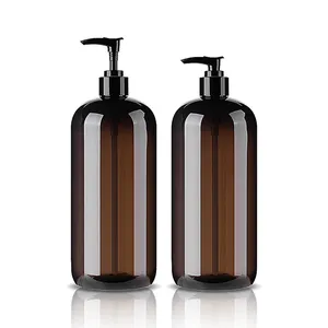 Plastic White Amber Round <strong>Bottle</strong> Customized Logo <strong>250ml</strong> 500ml 1000ml 1 Liter Cosmetic Packaging Screen Printing <strong>PET</strong> Lotion <strong>Bottle</strong> - Product Image 1