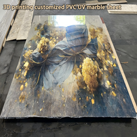 Plaque de marbre PVC haute qualité 3mm avec revêtement UV, imitation marbre, panneau mural décoratif intérieur, impression 3D personnalisée 4x8