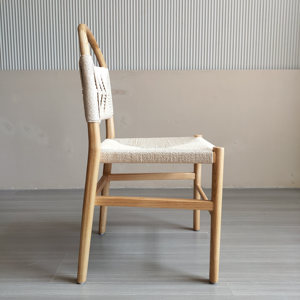 Sedia da pranzo moderna in legno per feste nuziali e per eventi, schienale intrecciato, sedia in corda - Product Image 2