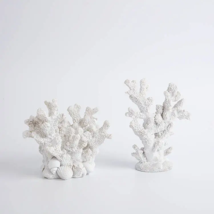 EAGLEGIFTS Resin Crafts Fashion Home Accents Tabletop Decor White Coral Figurines Office Hotel Desk Resin Statues Sculpture